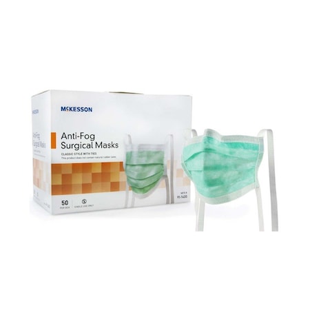 Mckesson Classic Style Anti-Fog Surgical Mask, Green, 50PK 91-1400